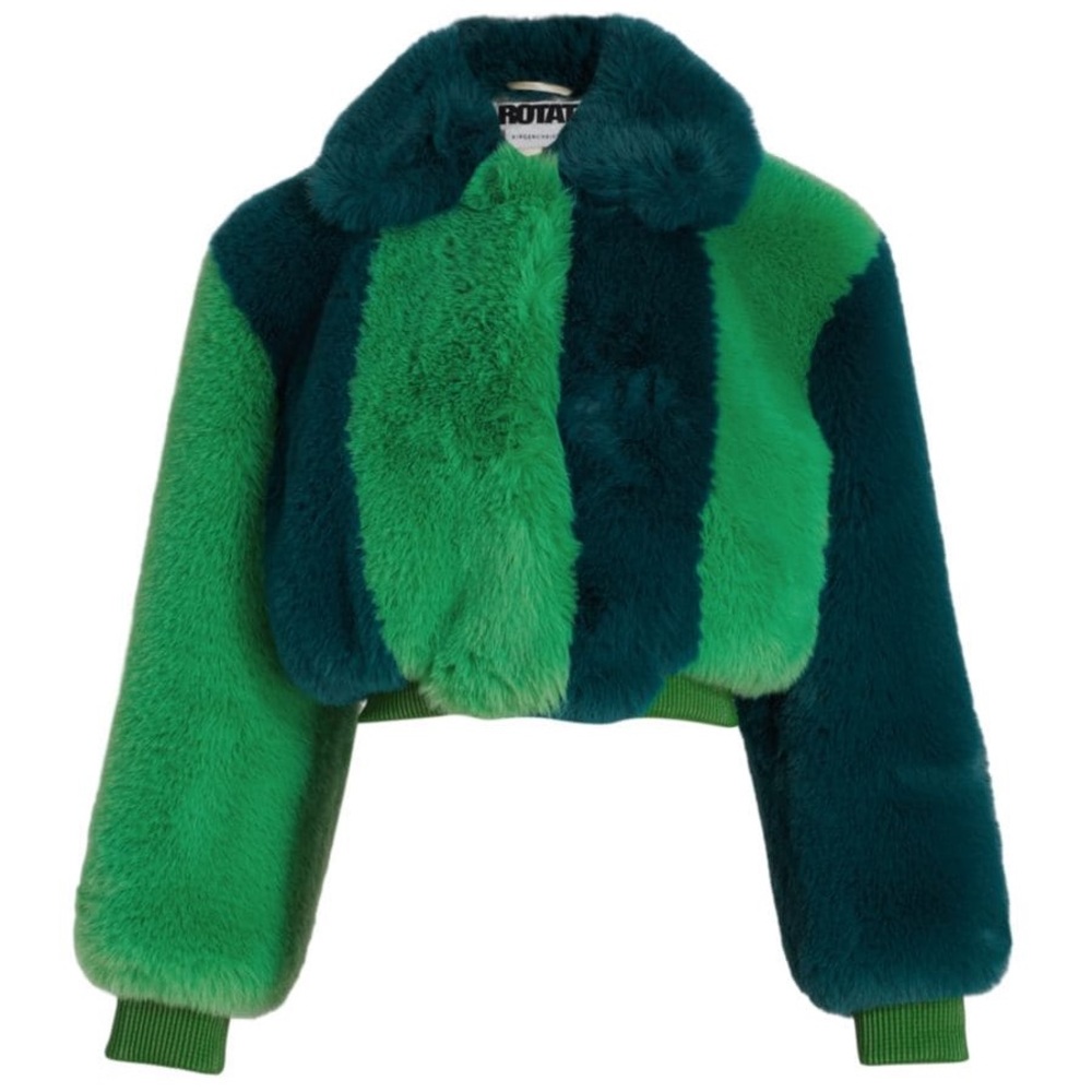 ROTATE BIRGER CHRISTENSEN Green Faux-fur Jacket
